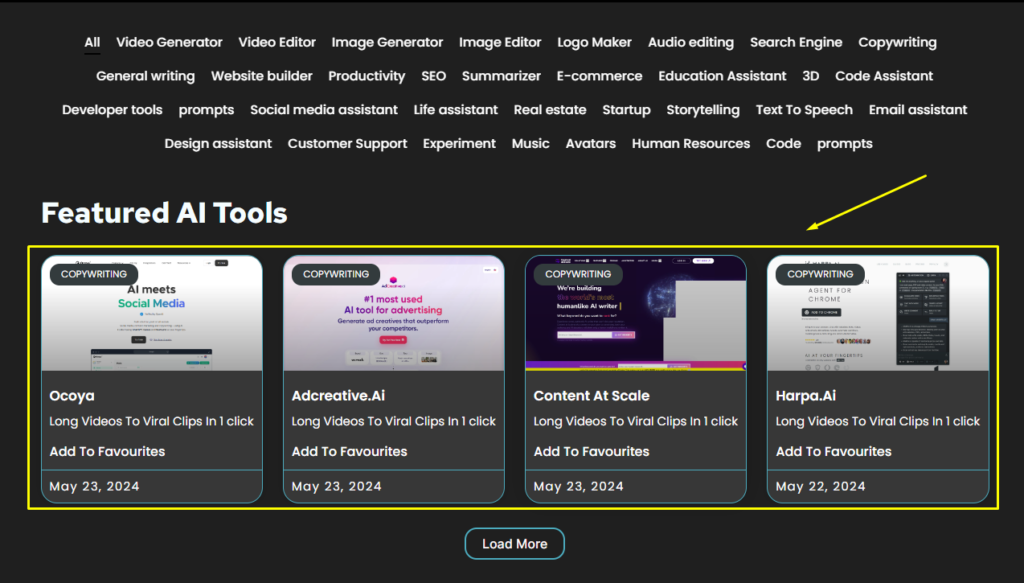 Feature AI Tools Home Page